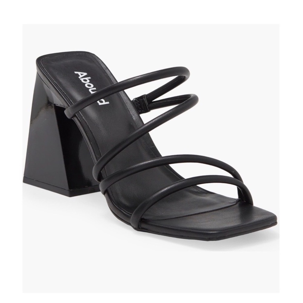 Abound Austyn Strappy Sandal Womens 9M Black‎ Square Toe Angled Block Heel